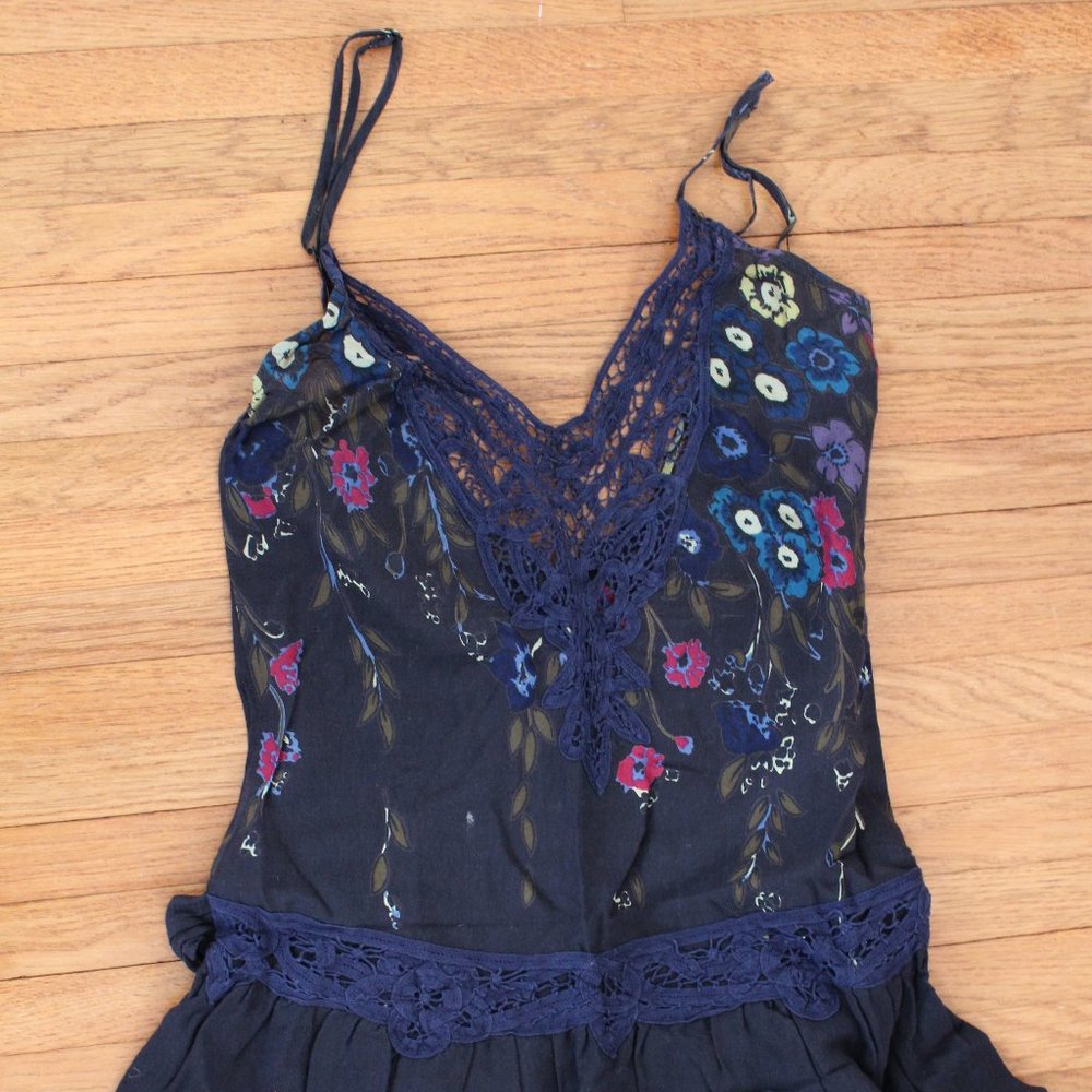 Free People Battenburg Lace Floral Cami Tunic Rare